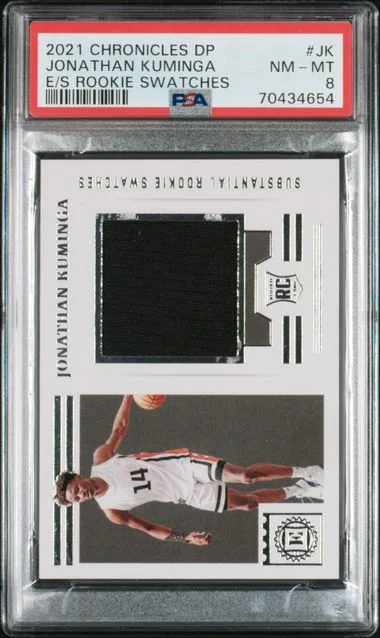 2021-22 Panini Chronicles Draft Picks Jonathan Kuminga Encased Substantial Swatches #ESS-JK card image