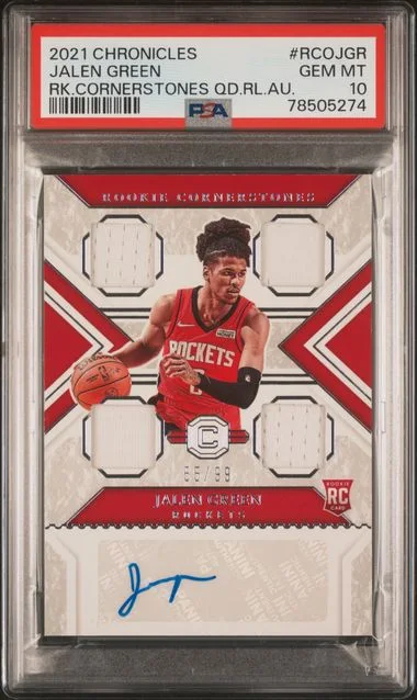 2021-22 Panini Chronicles Jalen Cornerstones Quad Relics Autographs #RCO-JGR card image