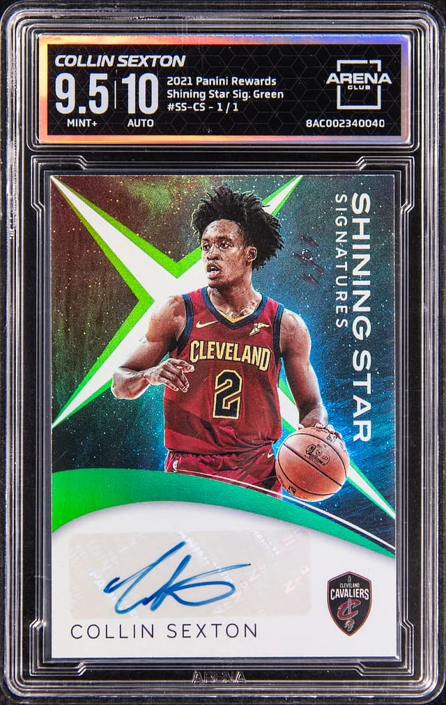 2021-22 Panini Collin Sexton Rewards Shining Star Signature Green #SS-CS card image