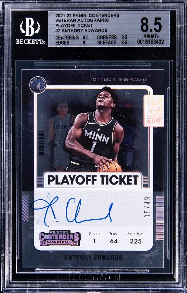 2021-22 Panini Contenders Anthony Edwards Veteran Playoff Ticket Autographs #VT-AEW card image