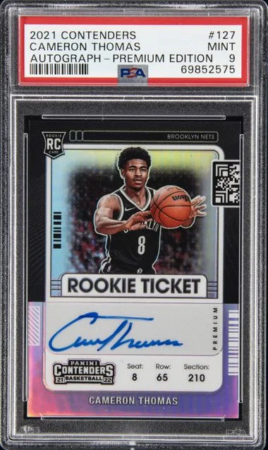 2021-22 Panini Contenders Cameron Thomas Ticket Autograph Premium Edition #127 card image