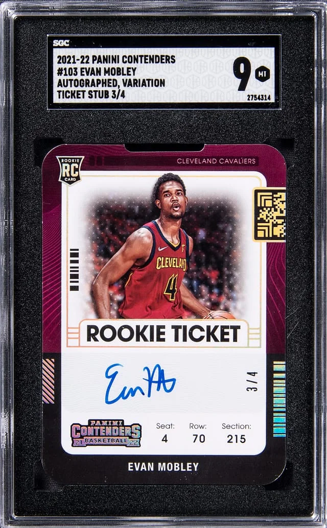 2021-22 Panini Contenders Evan Mobley Ticket Stub Autograph Variation #103 card image