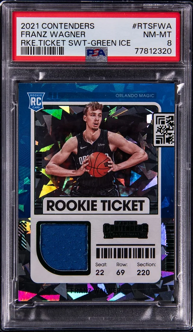 2021-22 Panini Contenders Franz Wagner Ticket Swatch Green Ice #RTSFWA card image