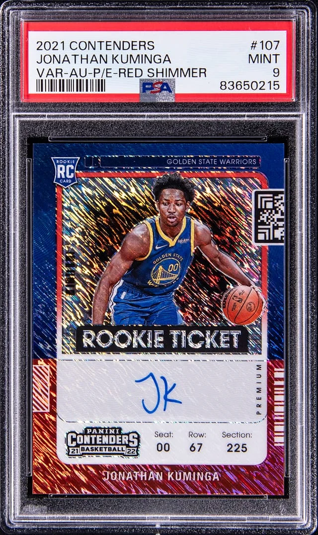 2021-22 Panini Contenders Jonathan Kuminga Variation Autograph Premium Edition Gold #107 card image