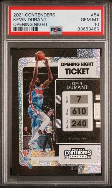 2021-22 Panini Contenders Kevin Durant Opening Night Ticket #84 card image