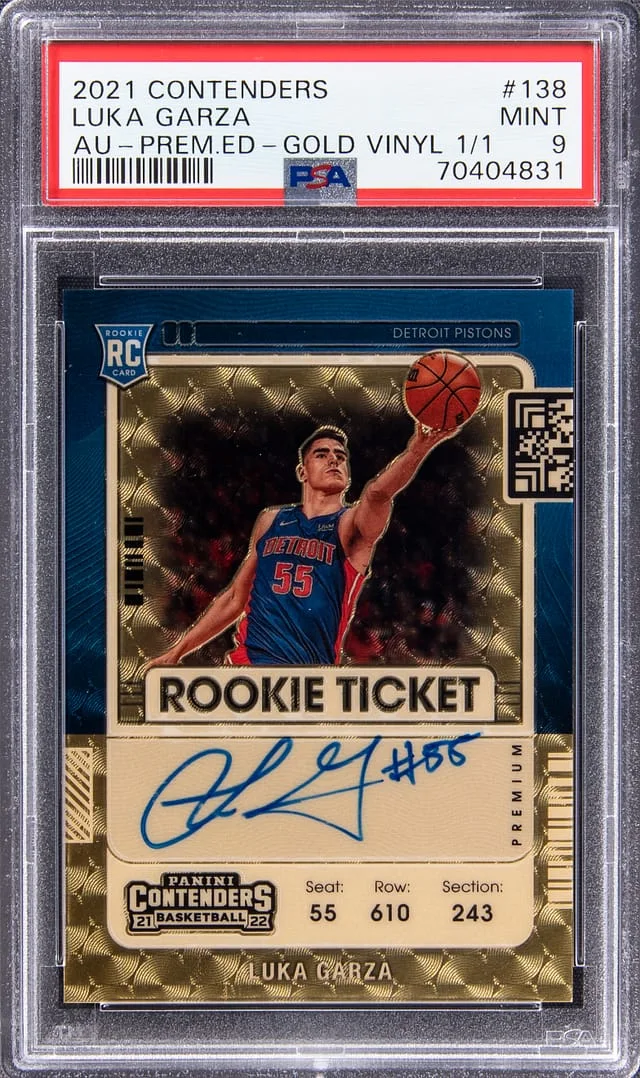 2021-22 Panini Contenders Luka Garza Ticket Autograph Premium Edition Gold Vinyl #138 card image