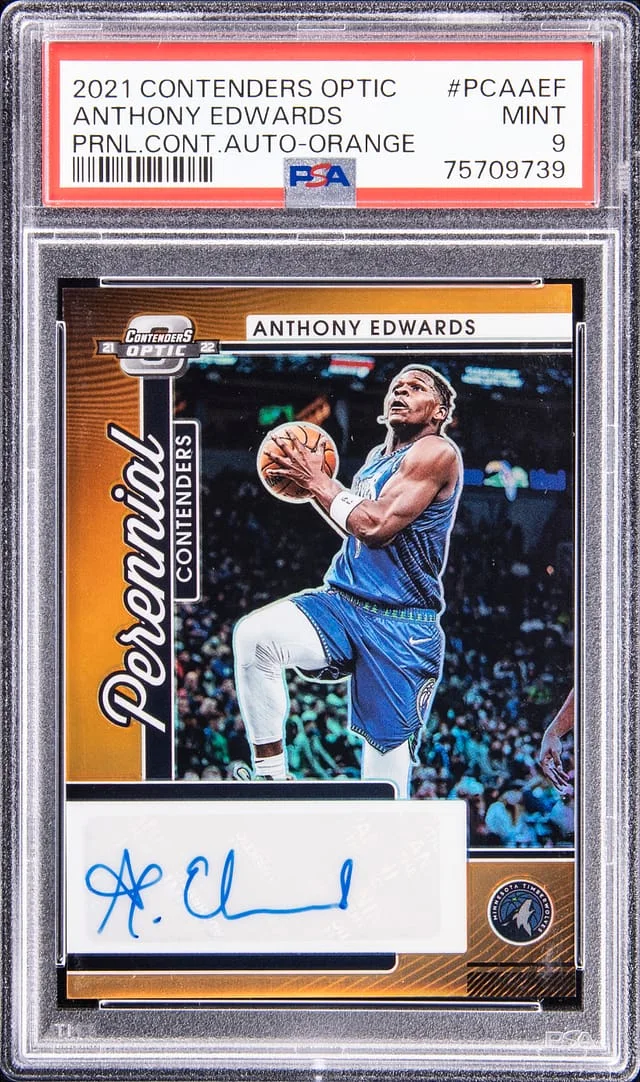 2021-22 Panini Contenders Optic Anthony Edwards Perennial Contenders Autograph Orange #PCAAEF card image