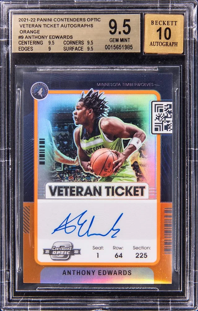 2021-22 Panini Contenders Optic Anthony Edwards Veteran Ticket Autographs Orange #VT-AED card image