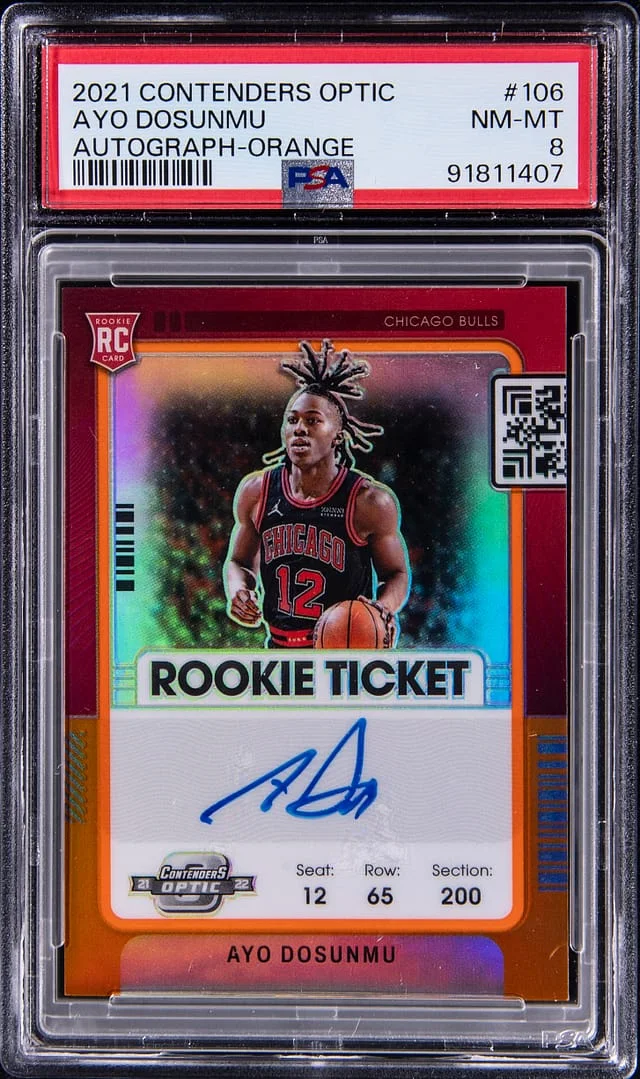 2021-22 Panini Contenders Optic Ayo Dosunmu Autograph Orange #106 card image