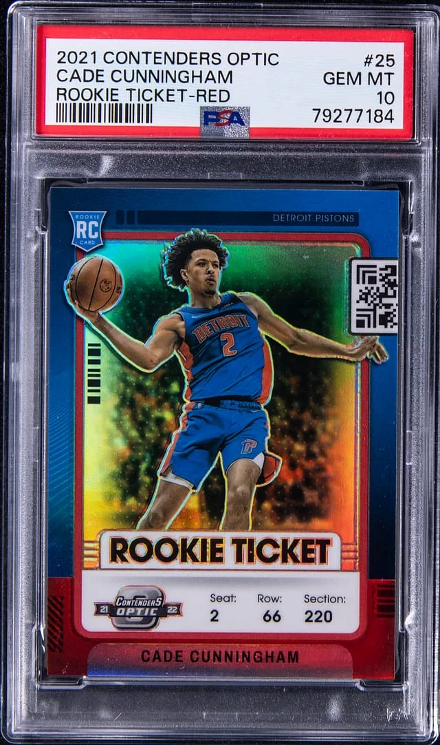 2021-22 Panini Contenders Optic Cade Cunningham Ticket Red #25 card image