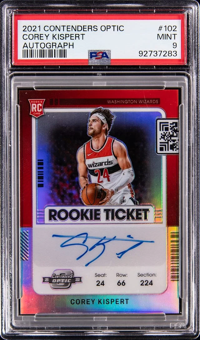 2021-22 Panini Contenders Optic Corey Kispert Ticket Autograph #102 card image