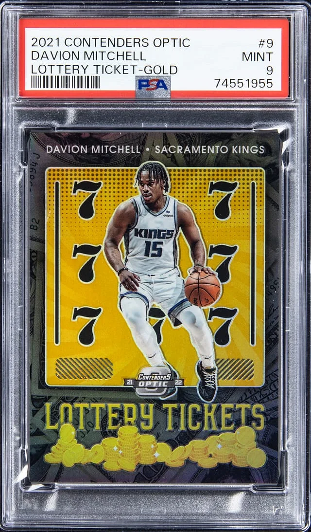 2021-22 Panini Contenders Optic Davion Mitchell Lottery Ticket Gold #9 card image