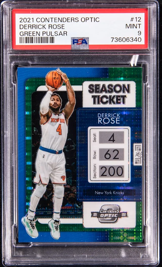 2021-22 Panini Contenders Optic Derrick Rose Green Pulsar #12 card image