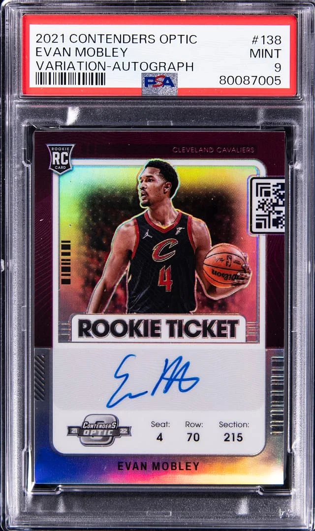 2021-22 Panini Contenders Optic Evan Mobley Variation-Autograph Ticket #138 card image