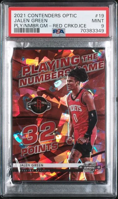2021-22 Panini Contenders Optic Jalen Playing The Numbers Game Red Cracked Ice Prizm #19 card image