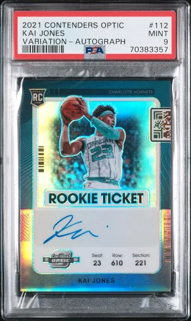 2021-22 Panini Contenders Optic Kai Jones Variation Autograph #112 card image