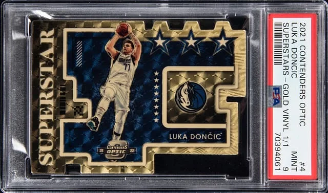 2021-22 Panini Contenders Optic Luka Doncic Superstars Gold Vinyl Prizm #4 card image