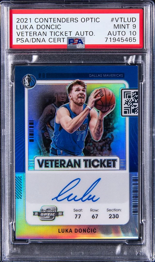 2021-22 Panini Contenders Optic Luka Doncic Veteran Ticket Autograph #VT-LUD card image