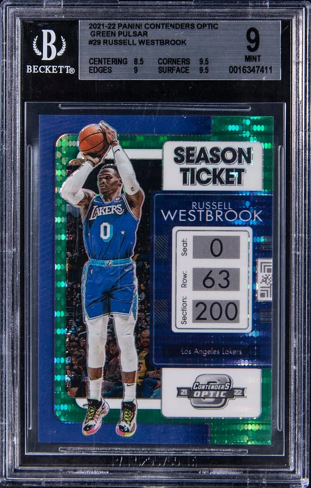 2021-22 Panini Contenders Optic Russell Westbrook Green Pulsar #29 card image