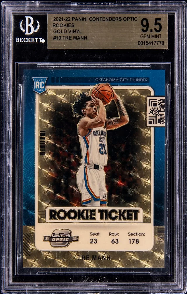 2021-22 Panini Contenders Optic Tre Mann Gold Vinyl #10 card image