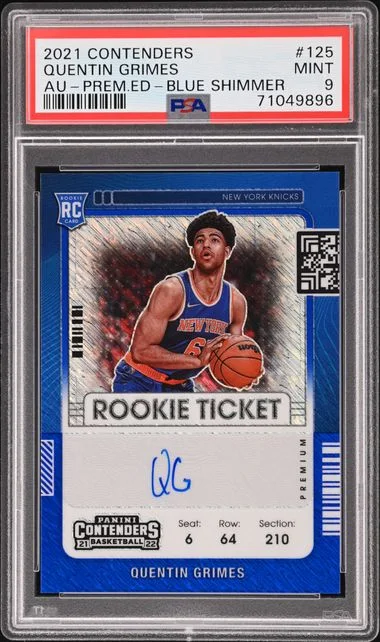 2021-22 Panini Contenders Quentin Grimes Autograph-Premium Edition-Blue Shimmer #125 card image