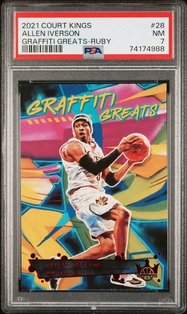 2021-22 Panini Court Kings Allen Iverson Graffiti Greats Ruby #28 card image