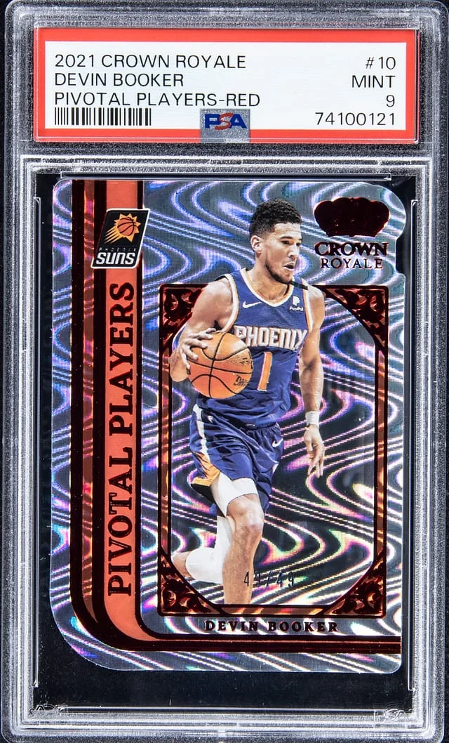 2021-22 Panini Crown Royale Devin Booker Pivotal Players Red #10 card image