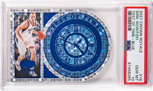 2021-22 Panini Crown Royale Dirk Nowitzki Trest Of Time Blue #16 card image