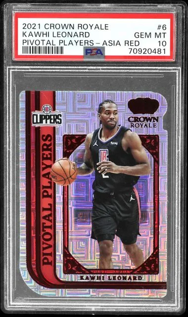 2021-22 Panini Crown Royale Kawhi Leonard Pivotal Players Asia Red #6 card image