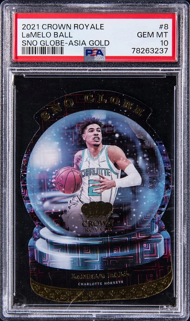 2021-22 Panini Crown Royale LaMelo Ball Sno Globe Asia Gold #8 card image