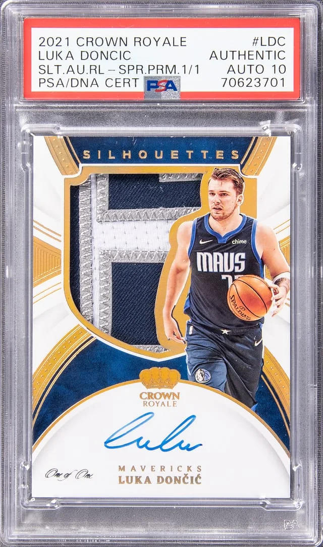 2021-22 Panini Crown Royale Luka Doncic Silhouettes Material Autographs 1st Off the Line (FOTL) #SL-LDC card image