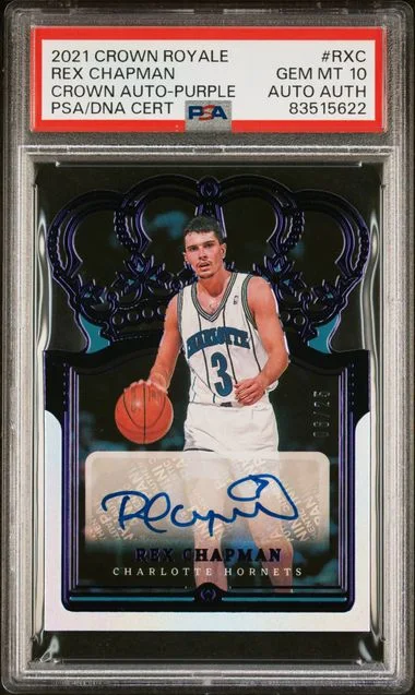 2021-22 Panini Crown Royale Rex Chapman Crown Autographs Purple #RXC card image