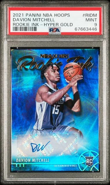 2021-22 Panini Davion Mitchell NBA Hoops Ink Hyper Gold #RI-DM card image