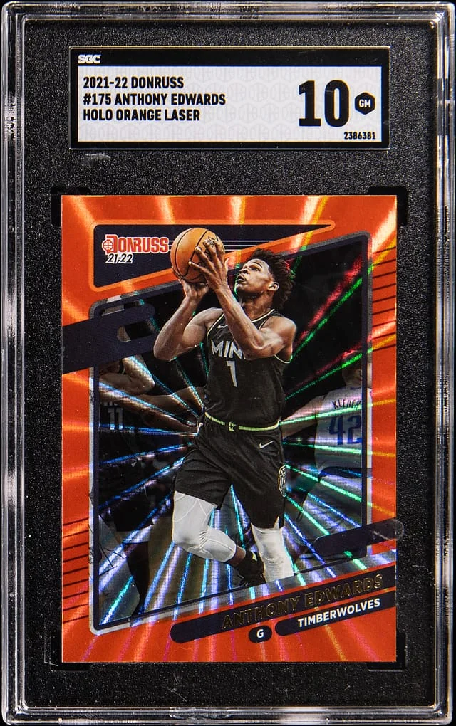 2021-22 Panini Donruss Anthony Edwards Holo Orange Laser #175 card image