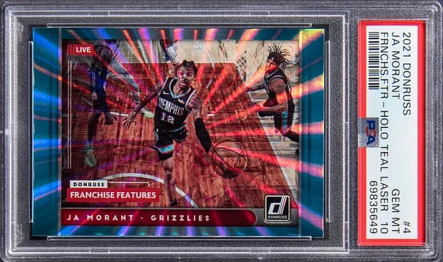 2021-22 Panini Donruss Ja Morant Franchise Features Holo Teal Laser #4 card image