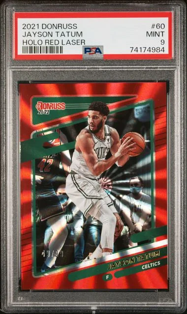 2021-22 Panini Donruss Jayson Tatum Red Laser Holo #60 card image