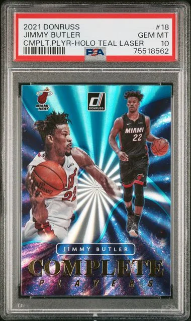 2021-22 Panini Donruss Jimmy Butler Complete Players Holo Teal Laser #18 card image