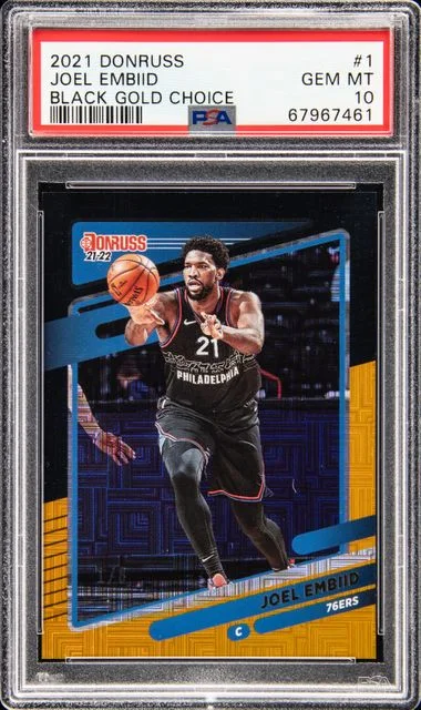 2021-22 Panini Donruss Joel Embiid Black Gold Choice #1 card image
