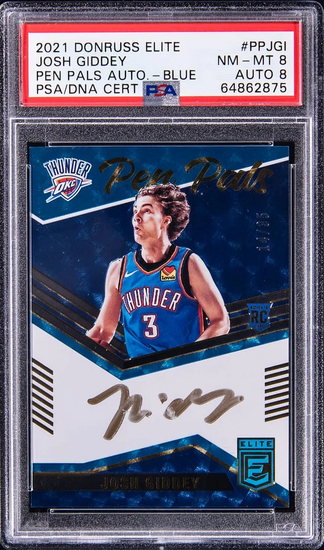 2021-22 Panini Donruss Josh Giddey Elite Pen Pals Autograph Blue #PP-JGI card image