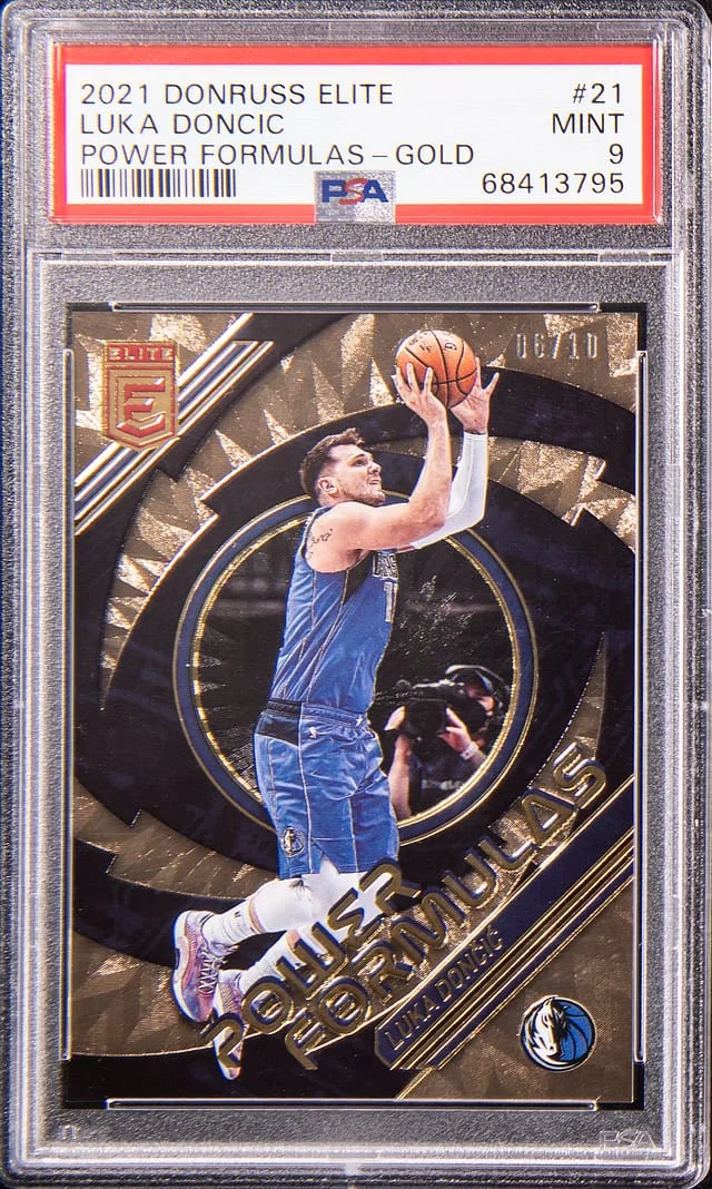 2021-22 Panini Donruss Luka Doncic Elite Power Formulas Gold #21 card image