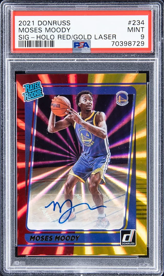 2021-22 Panini Donruss Moses Moody Signatures Holo Red/Gold Lazer #234 card image