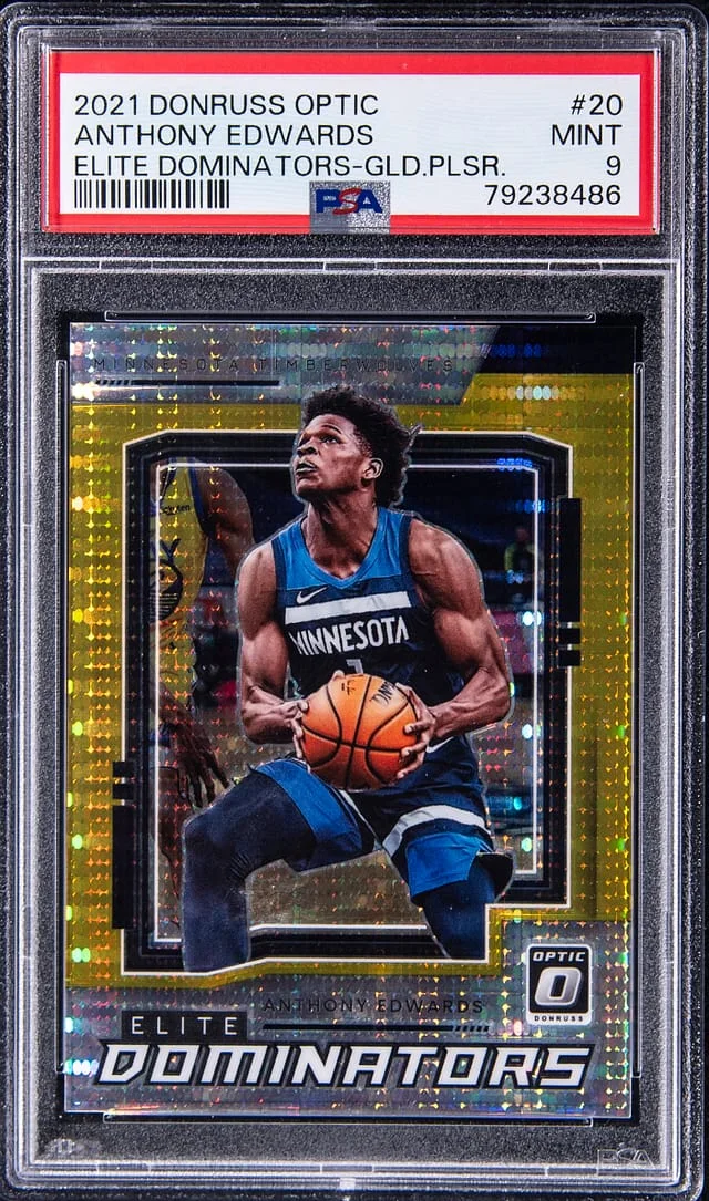 2021-22 Panini Donruss Optic Anthony Edwards Elite Dominators Gold Pulsar #20 card image