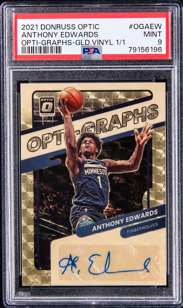 2021-22 Panini Donruss Optic Anthony Edwards Opti-Graphs Gold Vinyl #OG-AEW card image