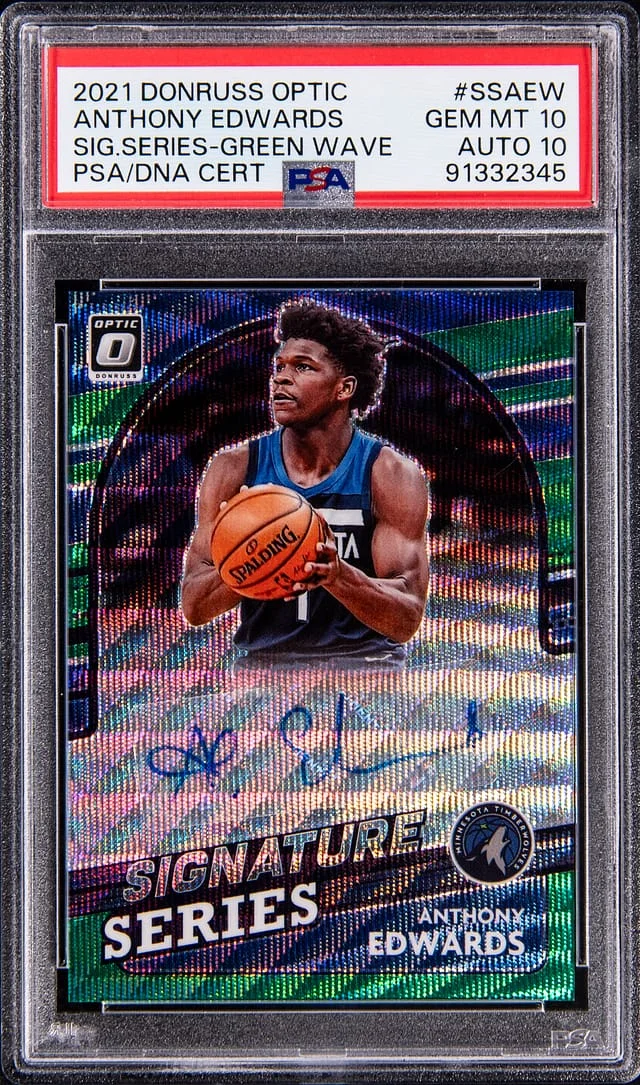 2021-22 Panini Donruss Optic Anthony Edwards Signature Series Green Wave #SS-AEW card image