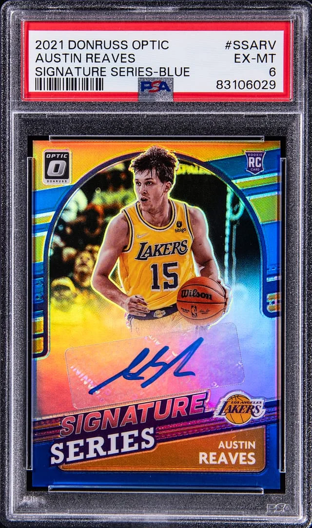 2021-22 Panini Donruss Optic Austin Reaves Signature Series Blue Prizm #SS-ARV card image