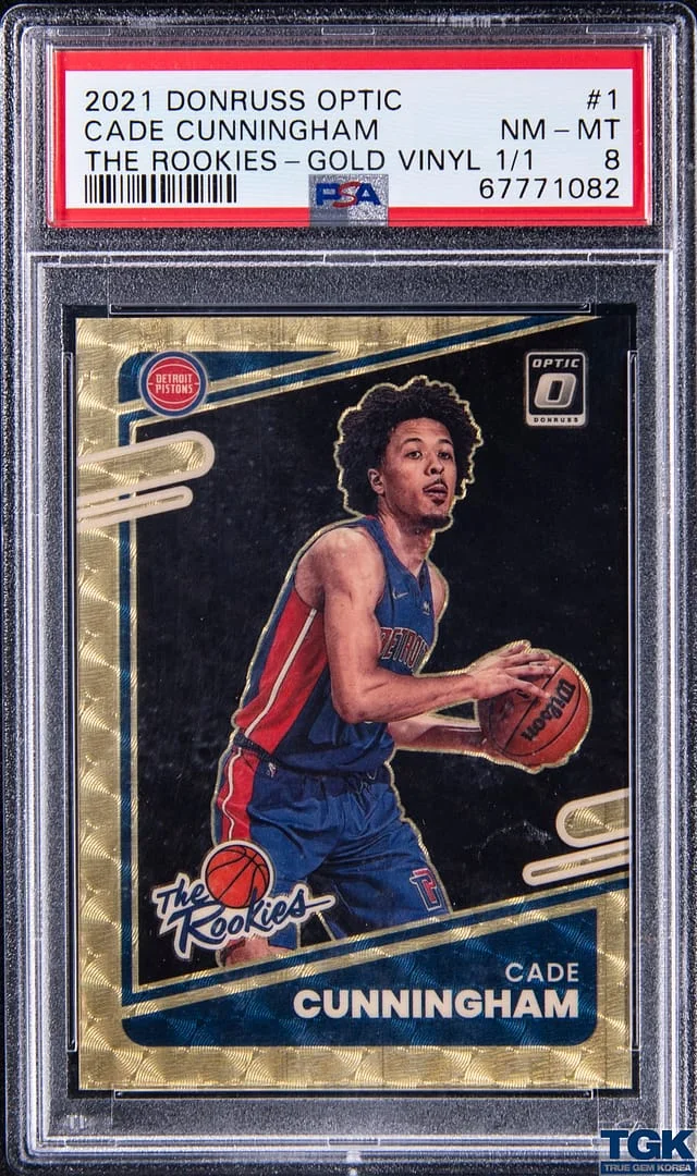2021-22 Panini Donruss Optic Cade Cunningham The Rookies Gold Vinyl #1 card image
