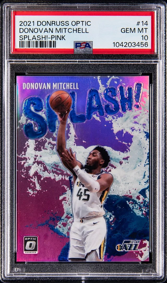 2021-22 Panini Donruss Optic Donovan Mitchell Splash! Pink #14 card image