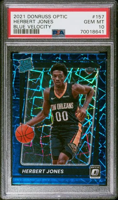2021-22 Panini Donruss Optic Herbert Jones Blue Velocity #157 card image