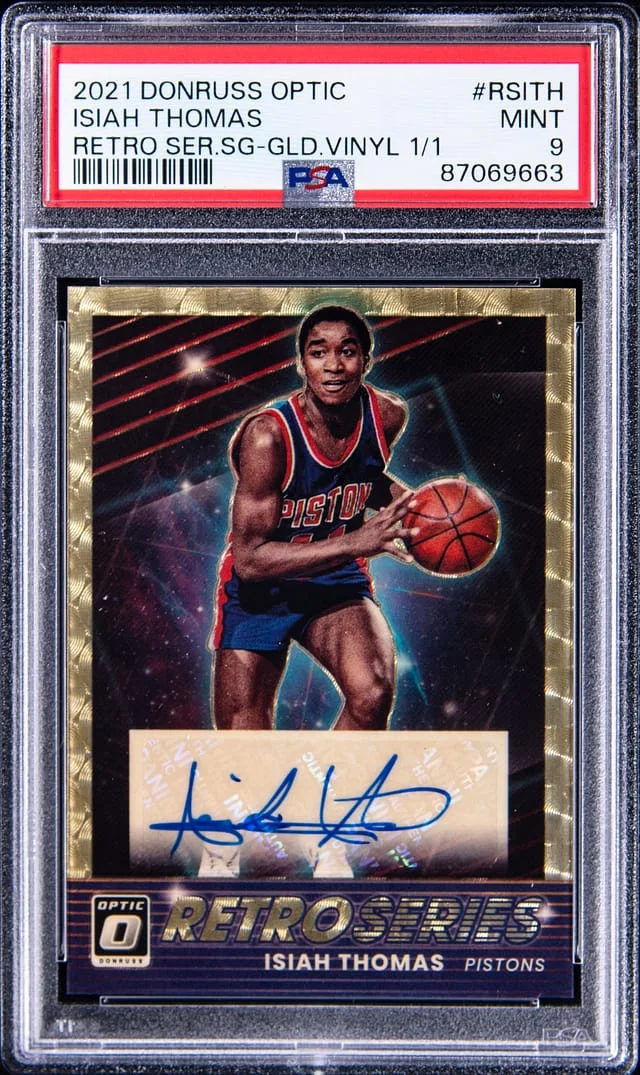 2021-22 Panini Donruss Optic Isiah Thomas Retro Series Gold Vinyl #RS-ITH card image