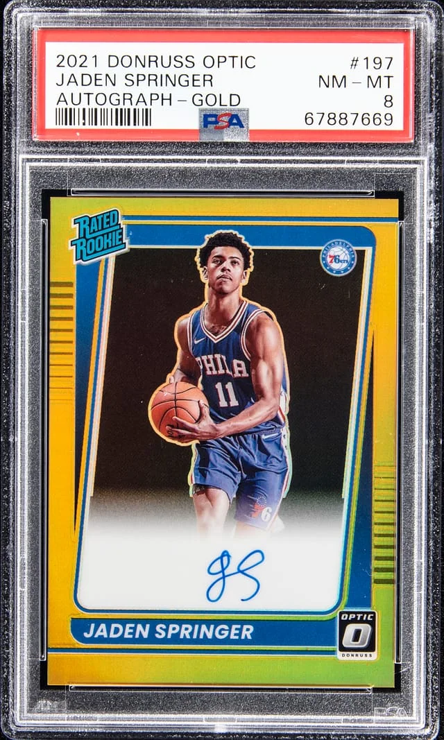 2021-22 Panini Donruss Optic Jaden Springer Autograph Gold #197 card image